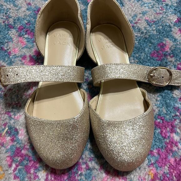Janie and Jack Girls Gold Sparkle Flats size 11 - Picture 2 of 7